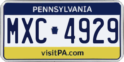 PA license plate MXC4929