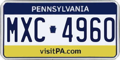 PA license plate MXC4960
