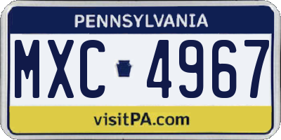 PA license plate MXC4967