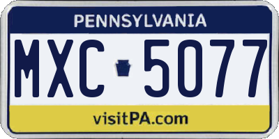 PA license plate MXC5077