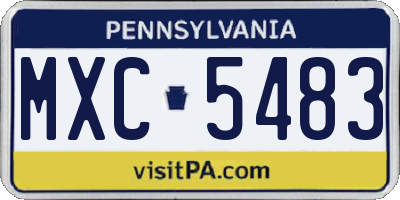 PA license plate MXC5483