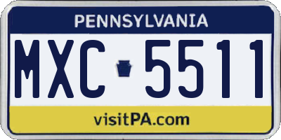 PA license plate MXC5511