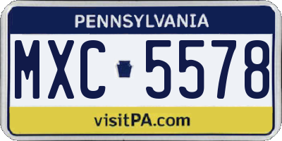 PA license plate MXC5578