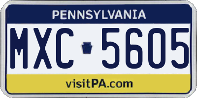 PA license plate MXC5605