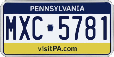 PA license plate MXC5781