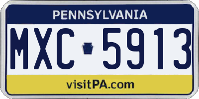 PA license plate MXC5913