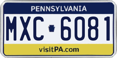 PA license plate MXC6081