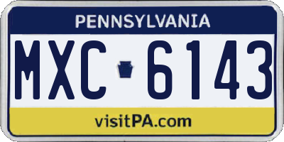 PA license plate MXC6143