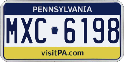 PA license plate MXC6198