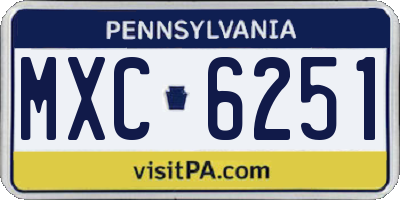 PA license plate MXC6251