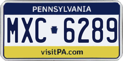 PA license plate MXC6289