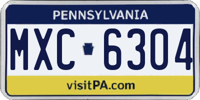 PA license plate MXC6304
