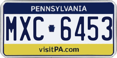 PA license plate MXC6453