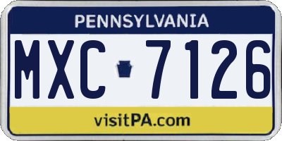 PA license plate MXC7126
