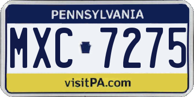 PA license plate MXC7275