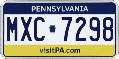 PA license plate MXC7298