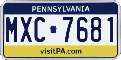 PA license plate MXC7681