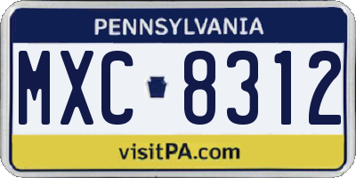 PA license plate MXC8312