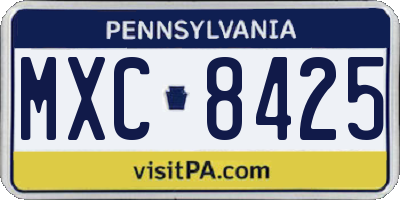 PA license plate MXC8425