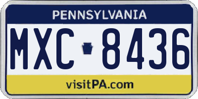 PA license plate MXC8436