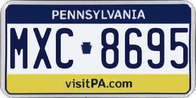 PA license plate MXC8695