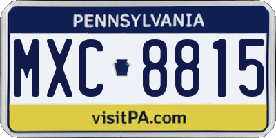 PA license plate MXC8815