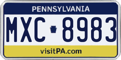 PA license plate MXC8983