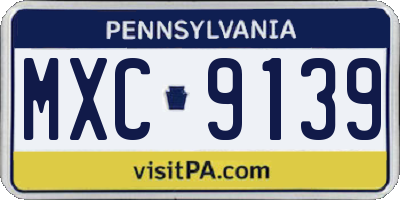 PA license plate MXC9139
