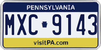 PA license plate MXC9143
