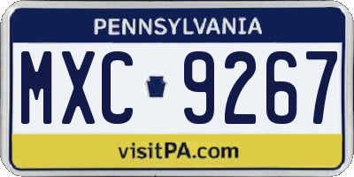 PA license plate MXC9267