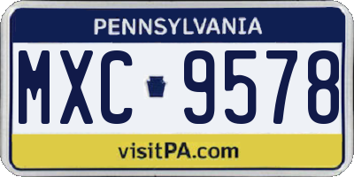 PA license plate MXC9578