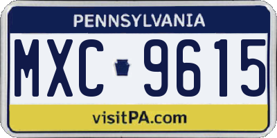 PA license plate MXC9615