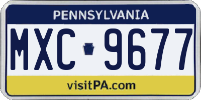 PA license plate MXC9677