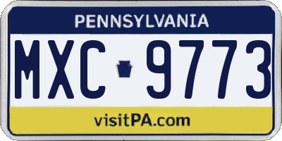 PA license plate MXC9773