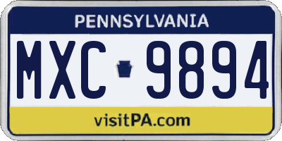 PA license plate MXC9894