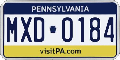 PA license plate MXD0184