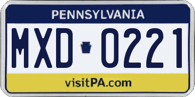 PA license plate MXD0221