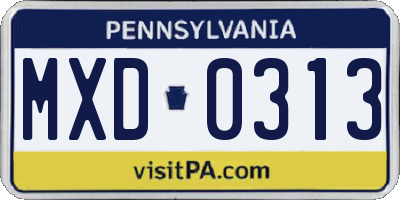 PA license plate MXD0313