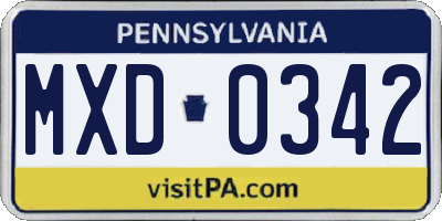PA license plate MXD0342