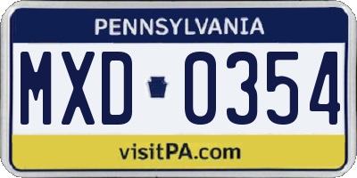 PA license plate MXD0354