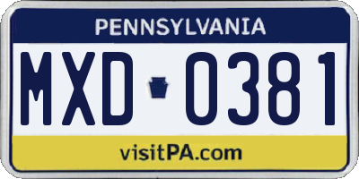 PA license plate MXD0381