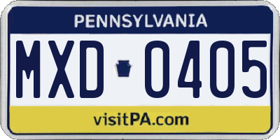 PA license plate MXD0405