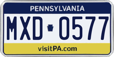 PA license plate MXD0577
