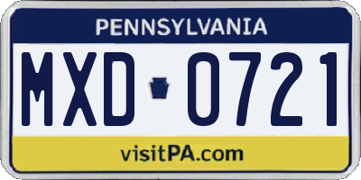 PA license plate MXD0721