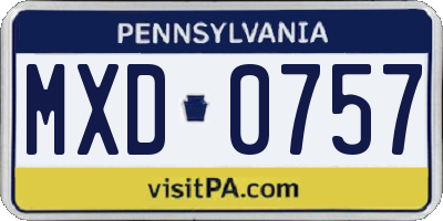 PA license plate MXD0757