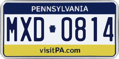 PA license plate MXD0814