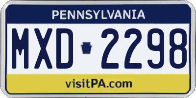PA license plate MXD2298