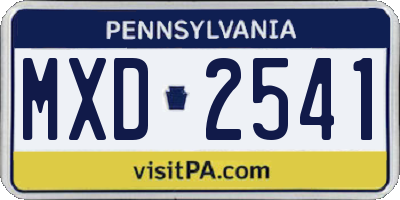 PA license plate MXD2541