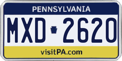 PA license plate MXD2620