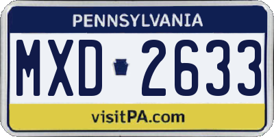 PA license plate MXD2633